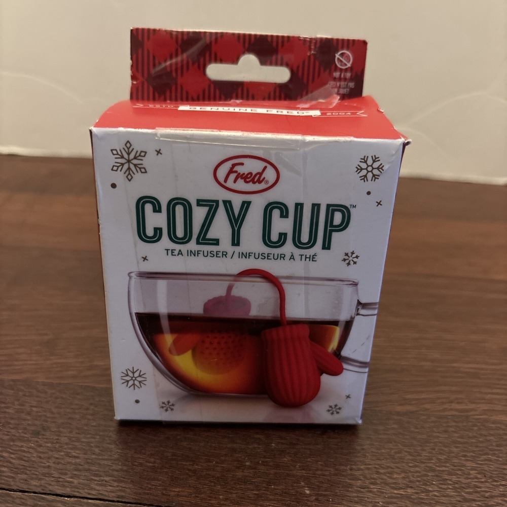 Cozy Cup Tea‎ Infuser Silicone Red Mittens By Genuine Fred 2022 New Opened Box